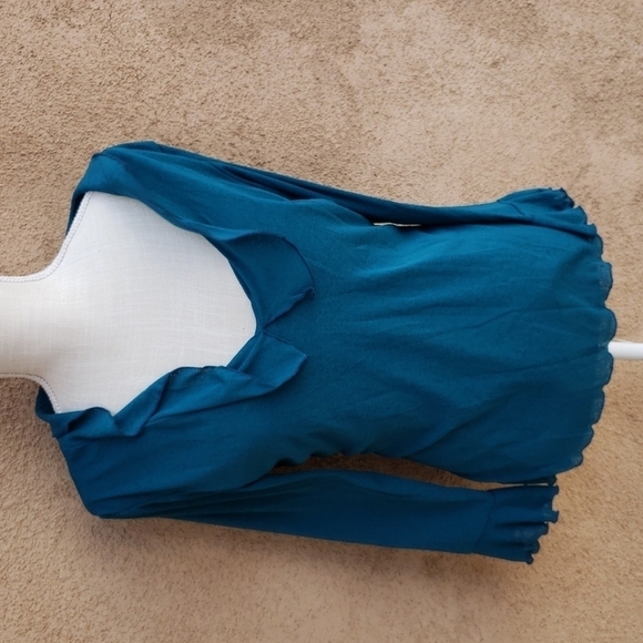 Vintage y2k 90's ruffles bell sleeves flowy vneck blouse - Picture 1 of 6